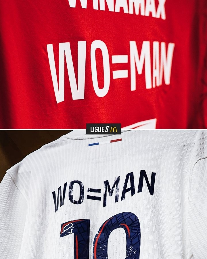 法甲英語(yǔ)官推曬巴黎、雷恩國(guó)際婦女節(jié)特別球衣:WO=MAN