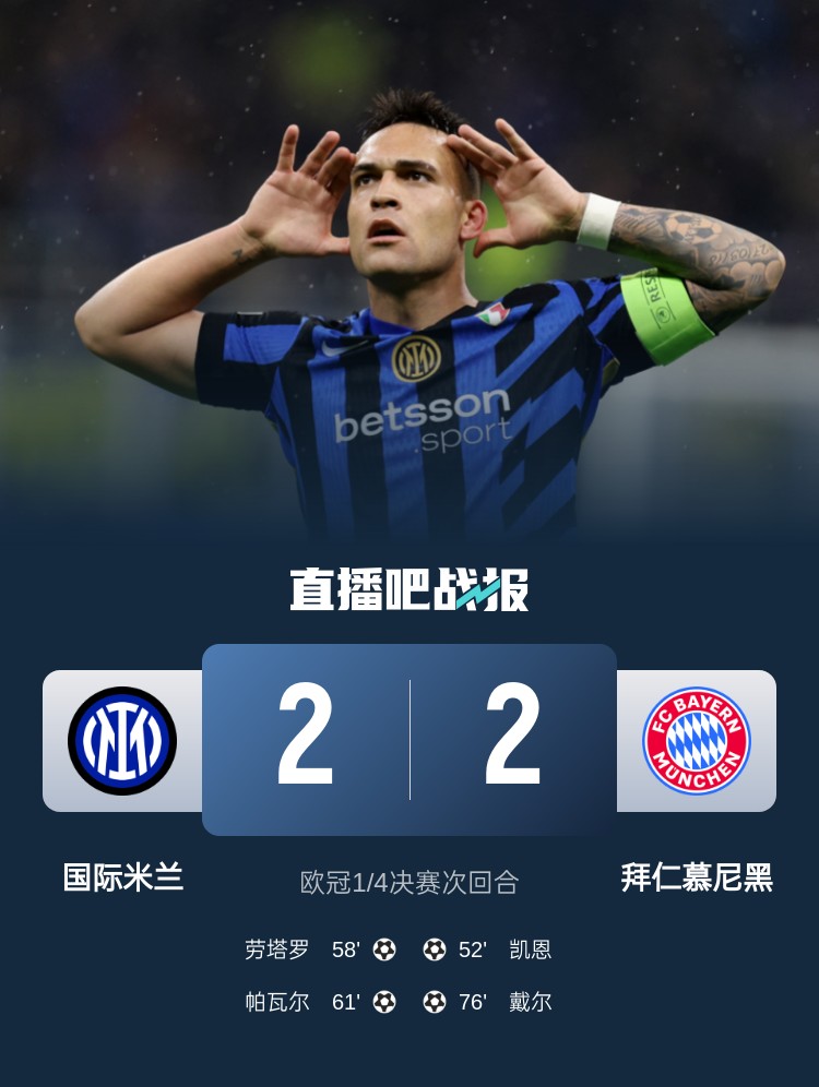 黑色3分鐘!拜仁3分鐘丟2球遭國米淘汰 去年3分鐘丟2球遭皇馬絕殺